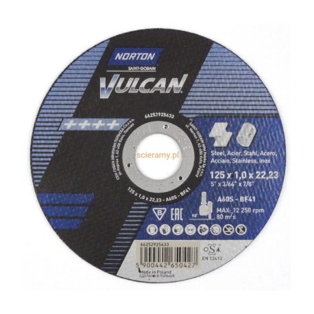 Tarcza VULCAN do cięcia stali 125x1,0 0118042