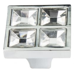 Gałka meblowa kryształ KWADRAT chrom 189GAL8