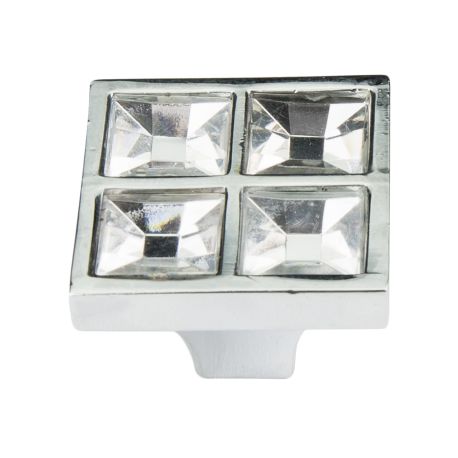 Gałka meblowa kryształ KWADRAT chrom 189GAL8