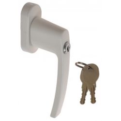 Klamka okienna z kluczykiem biała OO-HR-000