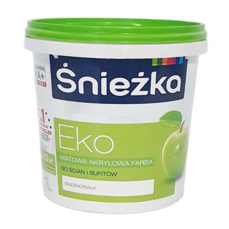 Emulsja akrylowa do ścian i sufitów ŚNIEŻKA EKO 1L biała BAWEMU10.8