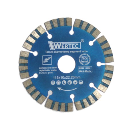 Tarcza diamentowa segmentowa turbo 115mm WERTEC EN-TARSEGT115
